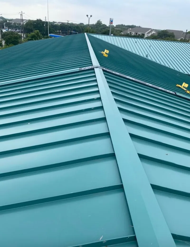 Green commercial metal roof ridge and valley for Metal Roof Repair in Spanish Fork